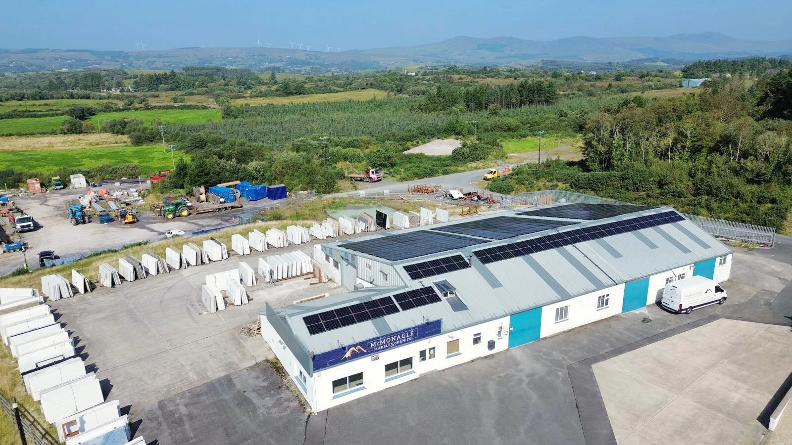Rooftop solar PV installation at McMonagle Marble & Granite, Co. Donegal