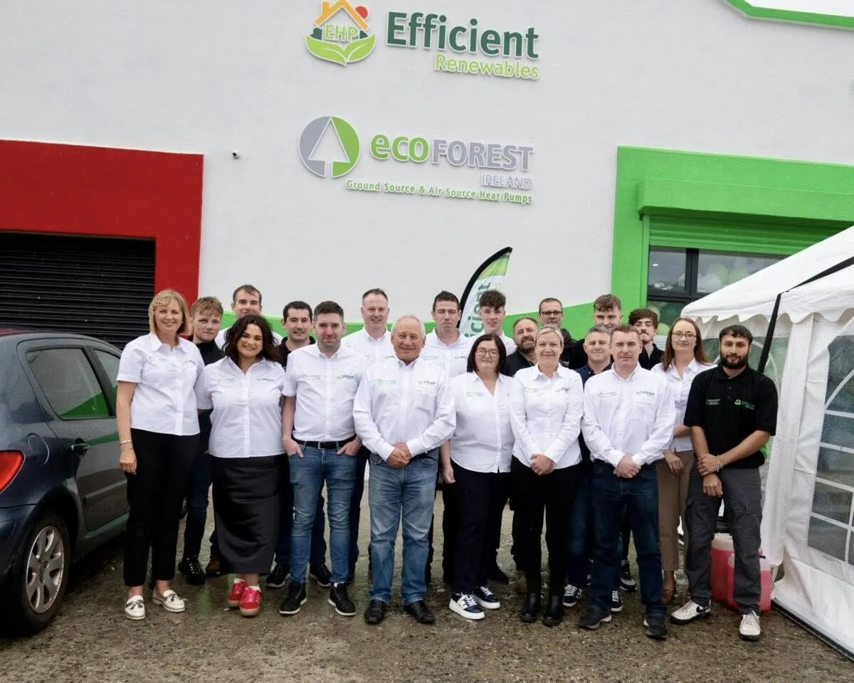 The Efficient Renewables team outside the Ecoforest Ireland showroom in Donegal